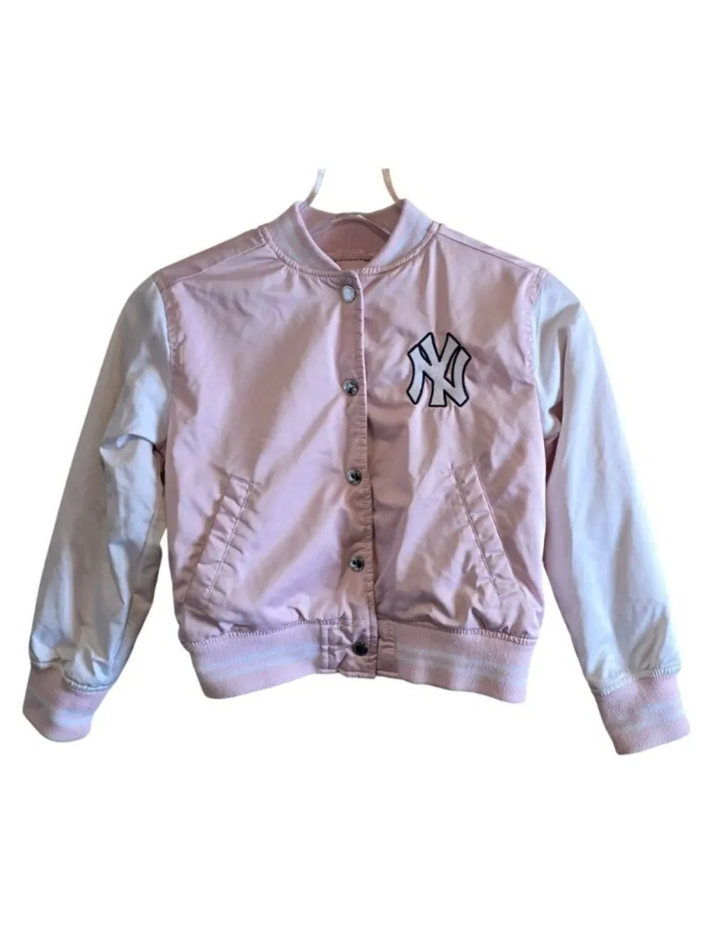 New York Yankees Pink Youth Jacket MLB Genuine Merchandise Size 7/8 baseball